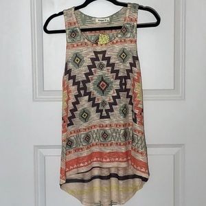 Ginger G Long Knit Aztec Print Tank Medium NEW!!!